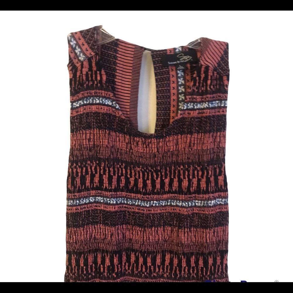 Suzanne Betro Geometric Pattern Sleeveless Maxi dress Sz L